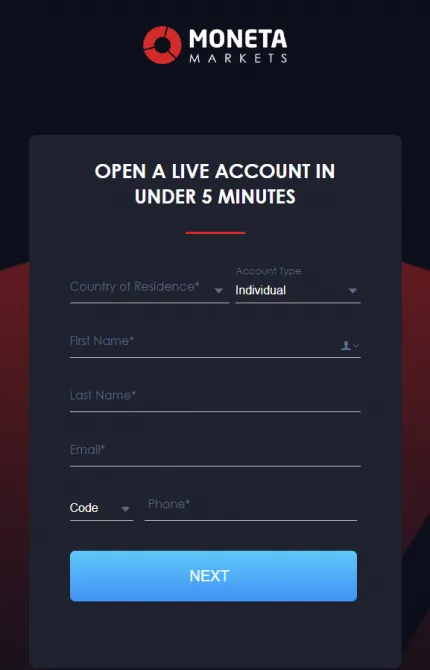 MonetaMarkets Kontoeröffnung