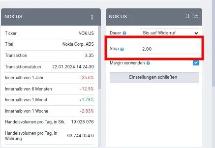 Stop Loss bei Freedom24 setzen