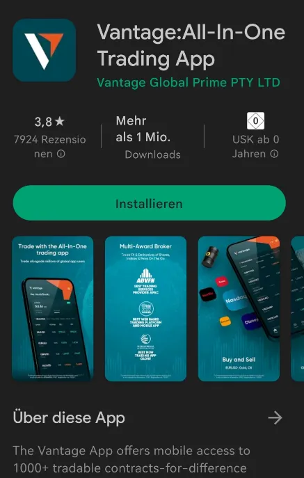 Aktien Trading App von Vantage Markets download