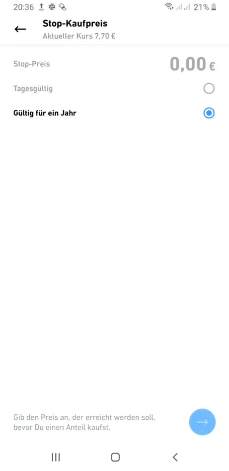 Trade Republic Stop Buy