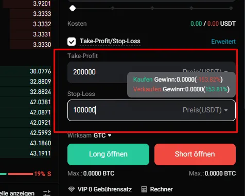 Stop Loss und Take Profit beim Krypto Hebel Trading nutzen