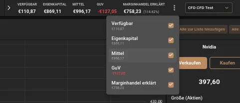 Guthaben in der Trading App