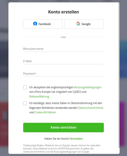 Registrierung Aktien Demokonto