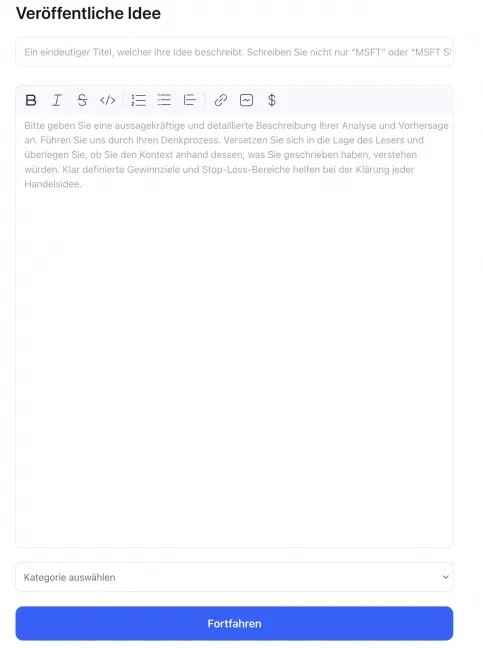 Veröffentlichen von Ideen bei TradingView