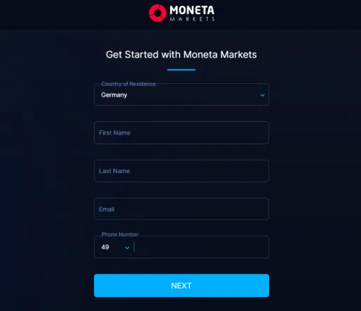 Trading Demokonto eröffnen bei Moneta Markets