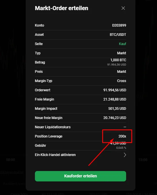 Krypto Hebel 1:200 Beispiel