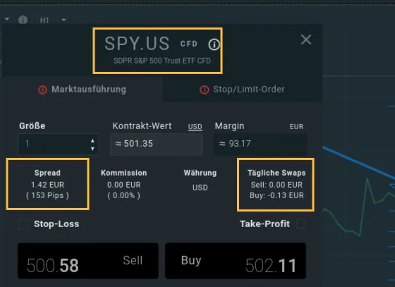 Kaufmaske für einen ETF CFD bei XTB
