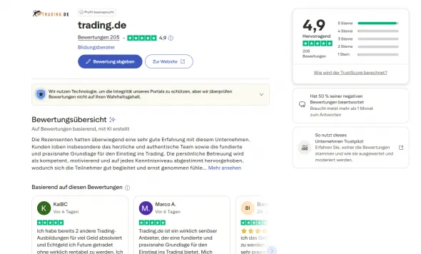 Trading.de Bewertungen und Trustpilot Erfahrungen