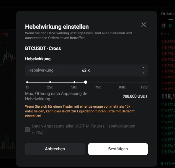 Hebelwirkung beim Krypto Trading einstellen