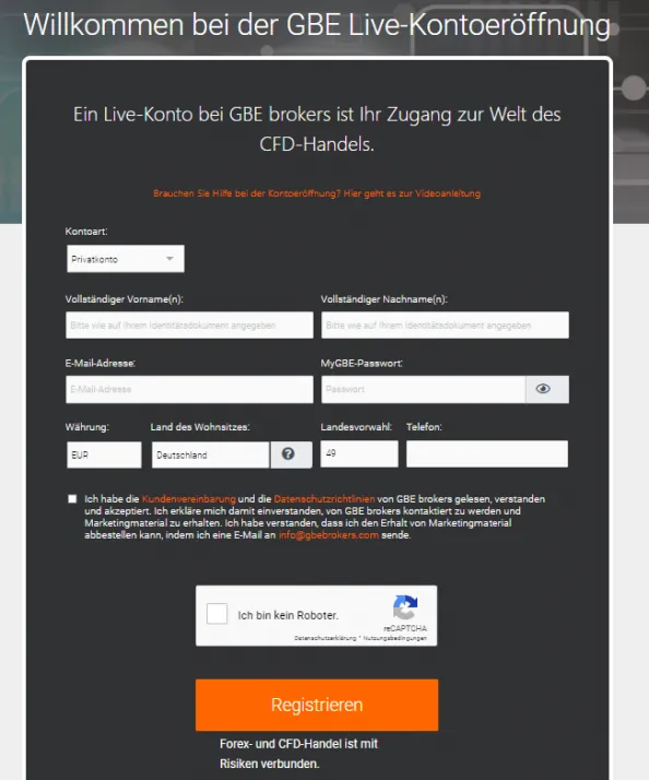 GBE Brokers Kontoeroeffnung