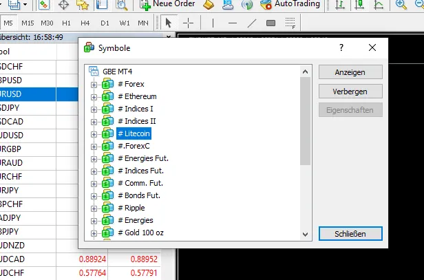 Symbolsuche im MT4

