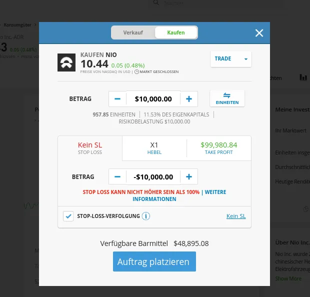 Oder abgeben im Aktien Demokonto