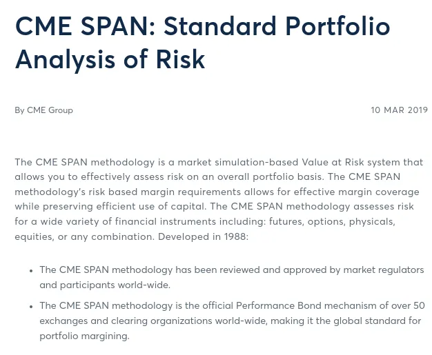Screenshot der Seite von CME Group SPAN System