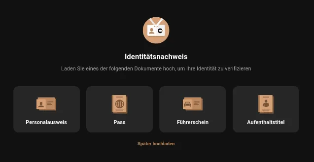 Verifizierung für den Echtgeldhandel