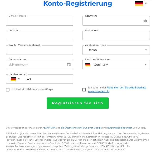 Konto bei BlackBull Markets