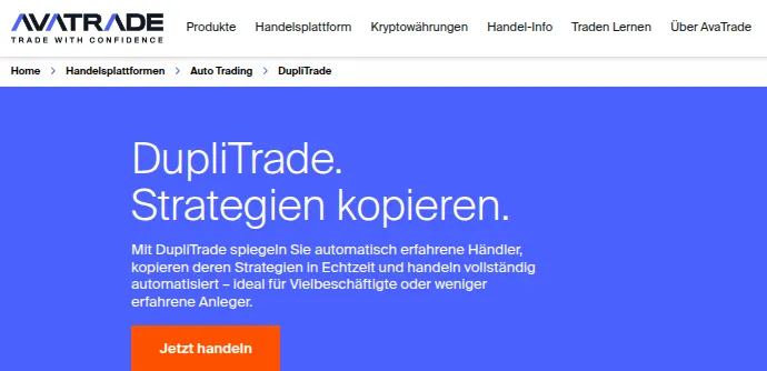 AvaTrade Copy Trading Angebot