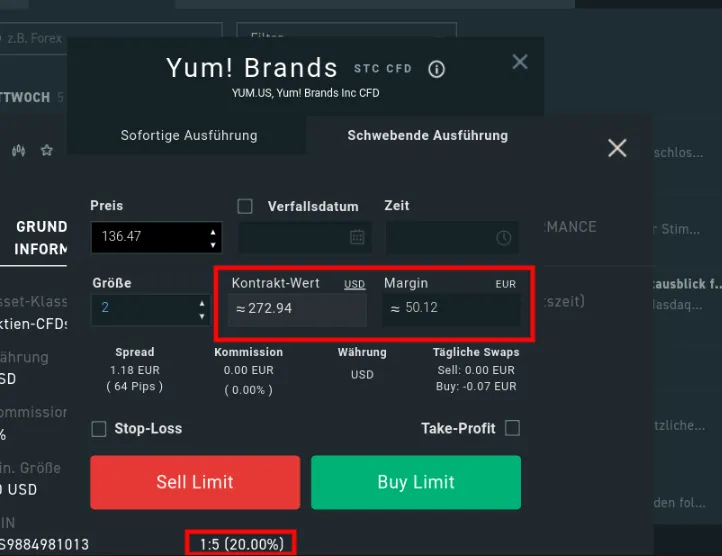 Margin und Kontraktwert