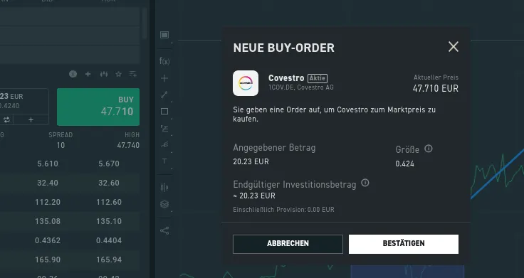 Kauforder bei XTB bestätigen