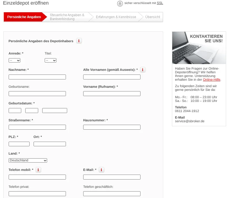 S Broker Konto eröffnen zum Aktien Musterdepot