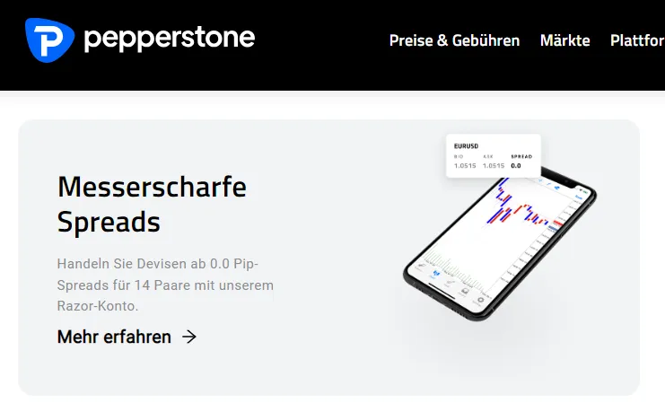 Pepperstone Handel ohne Spread