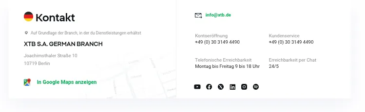 Kontaktdaten für XTB in Berlin