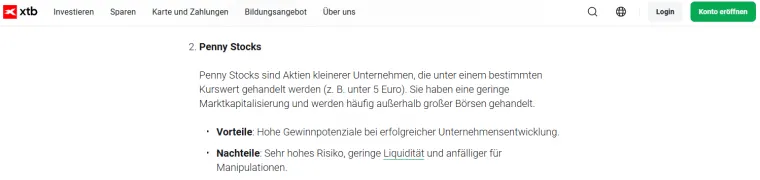 XTB ermöglicht den Handel mit Penny Stocks