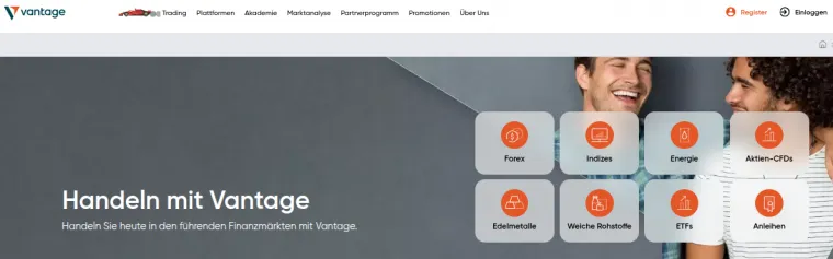 Verschiedene Märkte bei Vantage Markets