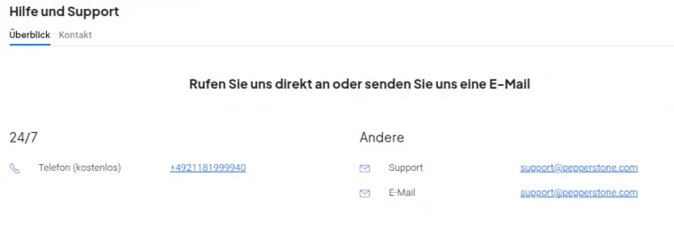 Kontaktdaten Deutschland von Pepperstone Broker