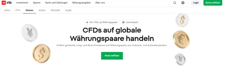 Trading App von XTB mit Forex