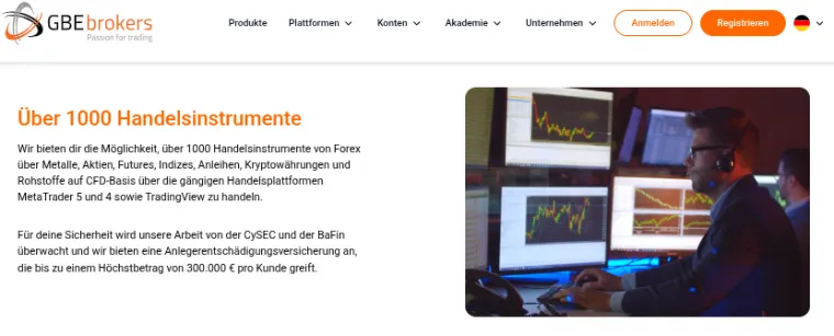 GBE Brokers verfügbare Instrumente