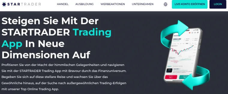 CFD App von StarTrader auf der Homepage