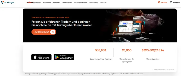 Copy Trading Angebot von Vantage Markets