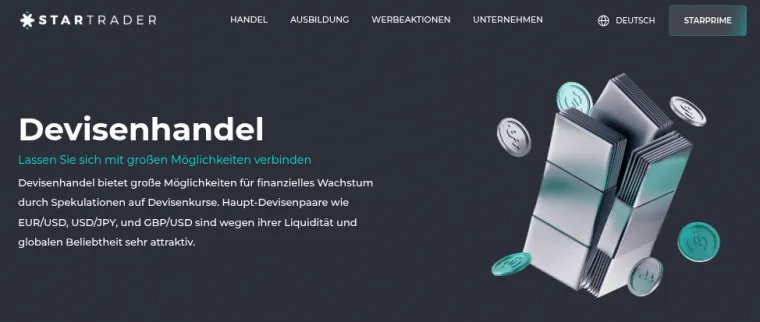 Webseite des Forex Brokers StarTrader