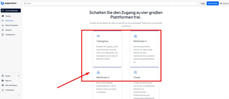 Trading Plattformen bei Pepperstone