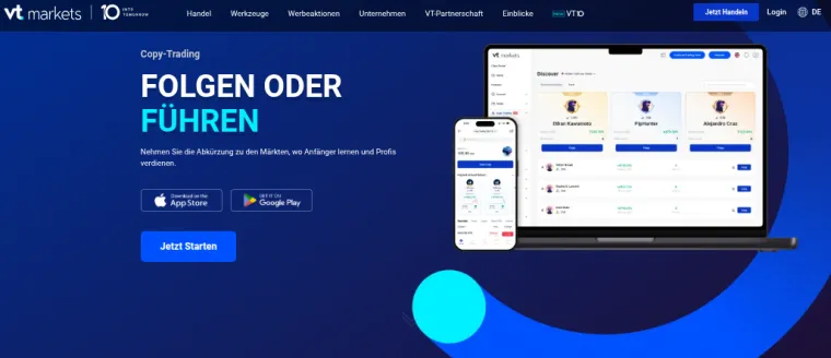 Copy Trading App von VT Markets