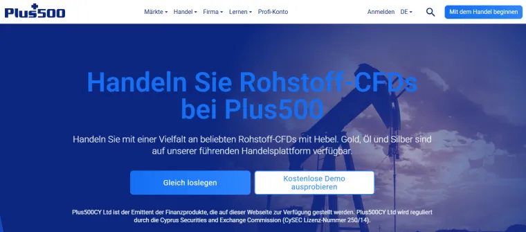 Plus500 bietet auch Rohstoffe zum Handel an