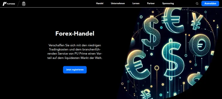 PU Prime Forex Broker Webseite