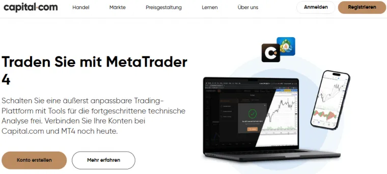 Capital.com bietet den MT4 als Plattform