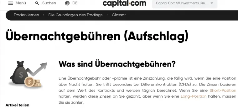 Gebühren in der Trading Plattform