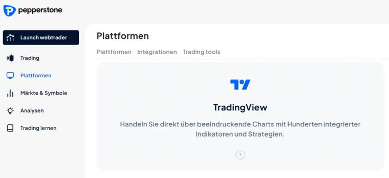 TradingView bei Pepperstone verfuegbar