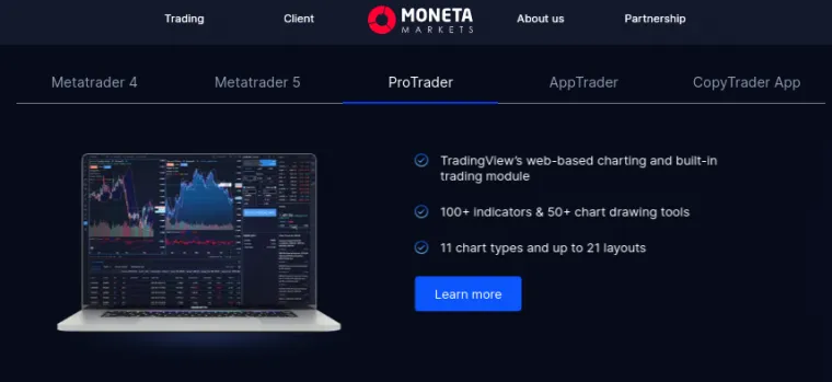 Trading Plattformen bei Moneta Markets