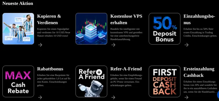 Promotionen im Überblick bei PU Prime