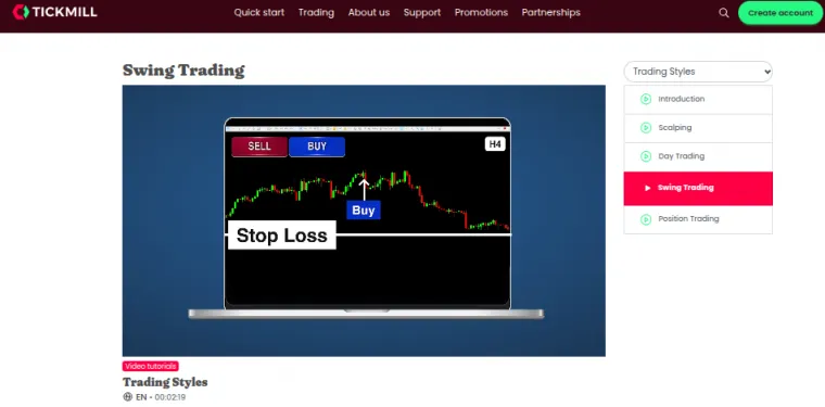 Erklärung Swing Trading bei Tickmill