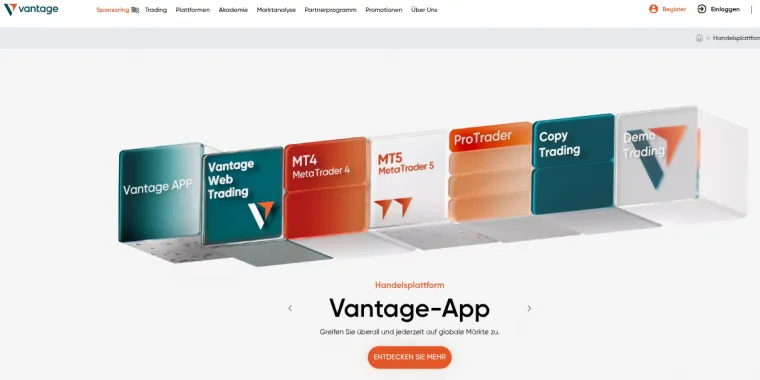 Vantage Markets App für Forex