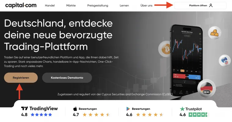 Anmeldung und Verifizierung beim Broker Capital.com