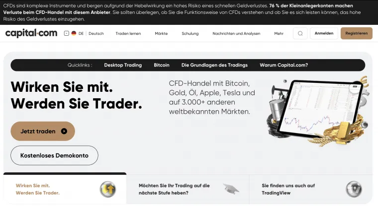 Capital.com CFD Broker ohne Nachschusspflicht