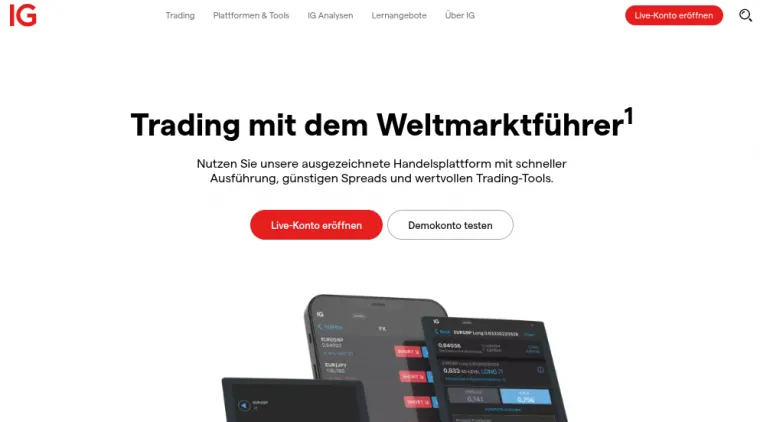 Deutsche Homepage von IG.com