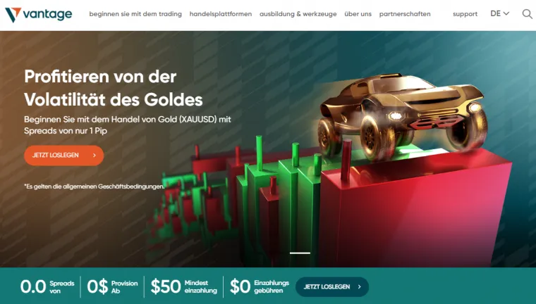Vantage Markets Handel ohne Spreads