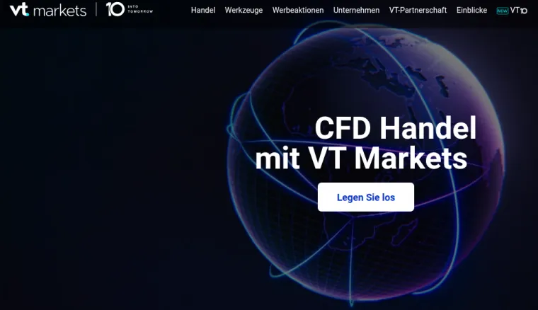 Homepage des VT Markets Brokers mit hohem Hebel