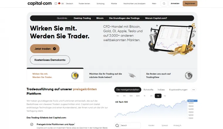 Online Broker Capital.com offizielle Webseite